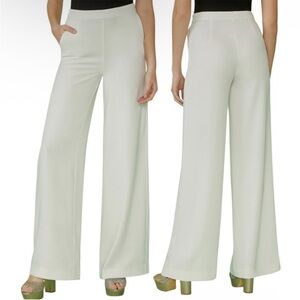 ModCloth Business Officewear High Waisted Wide-Leg Cream Trousers Pants Sz 16W